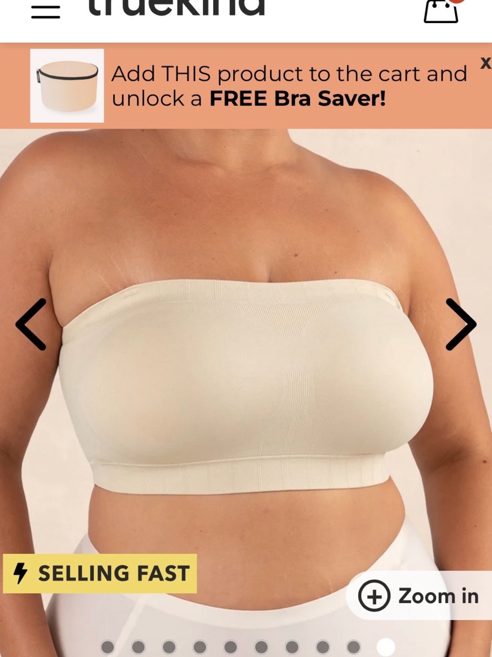Truekind Strapless Seamless Bandeau Bra - Cream XL